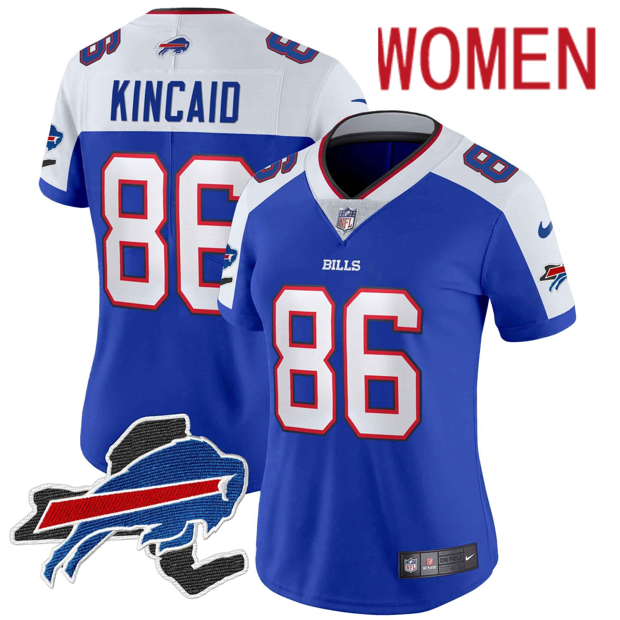 Women Buffalo Bills #86 Kincaid Blue 2024 Nike Patch Vapor Limited NFL Jersey